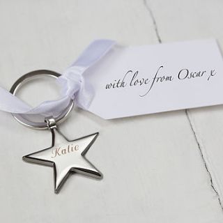 personalised engraved star keyring with tag by twenty seven