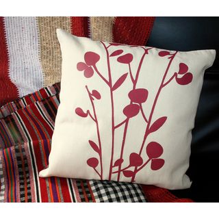 Hand woven Cotton Crimson Print Natural Pillow Cover (India) Throw Pillows & Covers