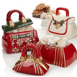 David's Cookies Set of 3 Holiday Handbag Jars with Desserts   AUTOSHIP