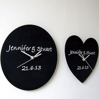 personalised heart or circle blackboard clock by remade
