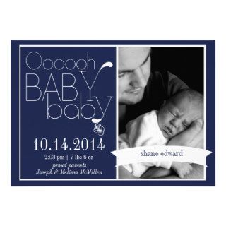 Royal Blue Photo Baby Birth Announcements