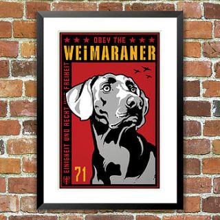 weimaraner, obey dog print, for pet lovers by the animal gallery