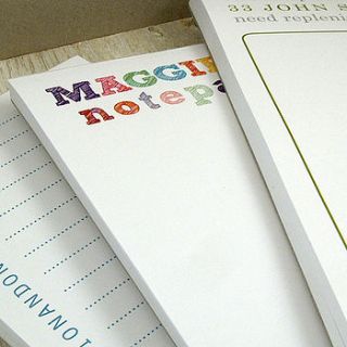 pack of three personalised notepads by xoxo stationery