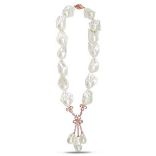 Miadora 14k Pink Gold FW Pearl and 1 1/4ct TDW Diamond Necklace Miadora Pearl Necklaces