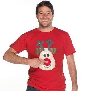 men's squeaky nose rudolph t shirt by woolly babs christmas jumpers