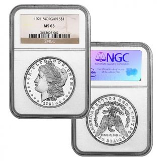 Uncirculated 1921 P Morgan Silver Dollar   MS63 NGC