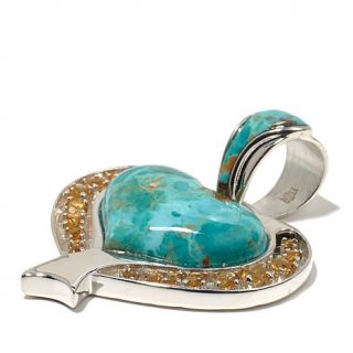 Jay King Chilean Turquoise and Citrine "Heart" Sterling Silver Pendant