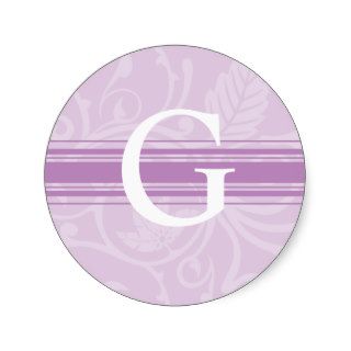 Wedding Monogram G Purple Envelope Seal Round Sticker