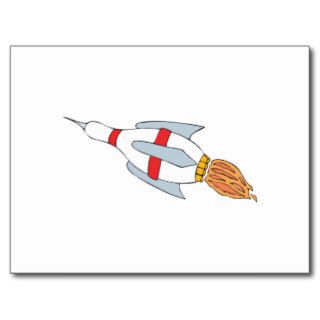 funny rocket bowling pin design cartoon postcards