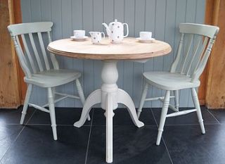 pedestal dining table and cottage chairs by rectory blue