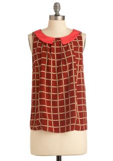 Hollywood Flair Top in Rust  Mod Retro Vintage Short Sleeve Shirts