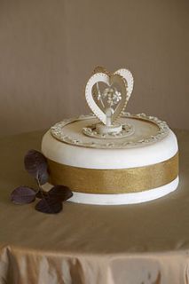 heart crown topper wedding cake decoration by birchcraft