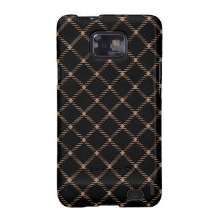 Two Bands Small Diamond   Cafe au Lait on Black Samsung Galaxy S2 Covers