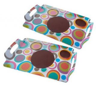 Set of 2 Lappers Dining Lap Trays with Silicone Mats —