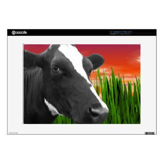 Cow On Grass & Vivid Sunset Sky Laptop Decal