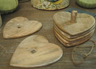 set of six wooden heart coasters by alphabet interiors