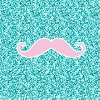 GIRLY PINK MUSTACHE ONTEAL GLITTER EFFECT CUT OUT