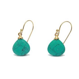 turquoise gold drop earrings by amara amara