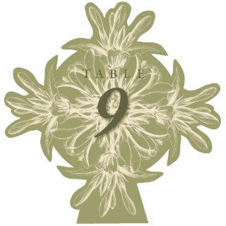 Antique Olive Floral Table Number Cut Out