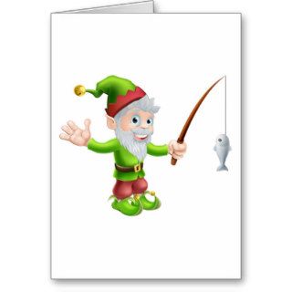 Garden gnome with fishing rod card