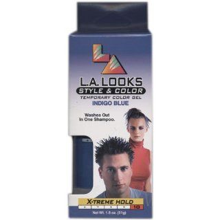 L. A. Looks Style and Color Temporary Color Gel, Indigo Blue, X treme Hold, 1.8 FL OZ  Hair Styling Gels  Beauty