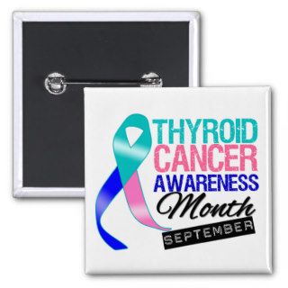 Thyroid Cancer Awareness Month September Ribbon Pinback Buttons
