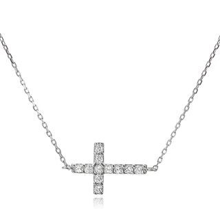 Tressa Collection Sterling Silver Cubic Zirconia Cross Necklace Tressa Sterling Silver Necklaces