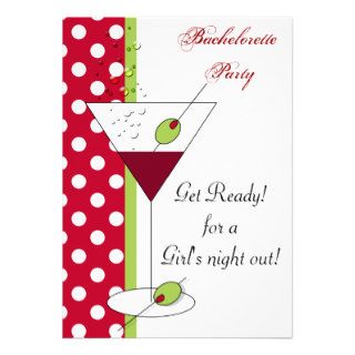 Martini red Bachelorette Party Invitations