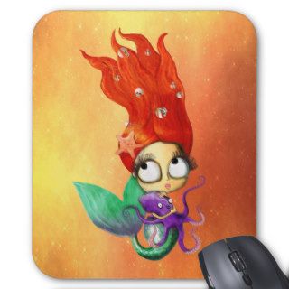Spooky Mermaid with Octopus Mouse Pad