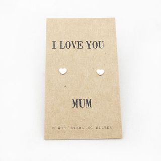 love you mum silver earrings by wue