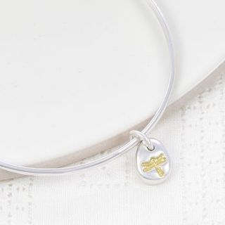 gold dragonfly silver beanie bangle by melinda mulcahy