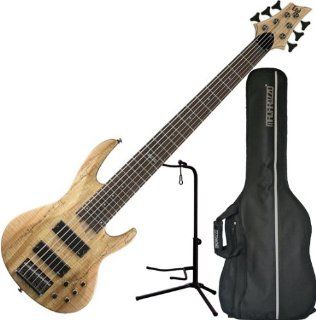 ESP LTD B206SMNS Standard 6 String Electric Bass Guitar (Natural Spalted Maple) w/Stand and Gig Bag Musical Instruments