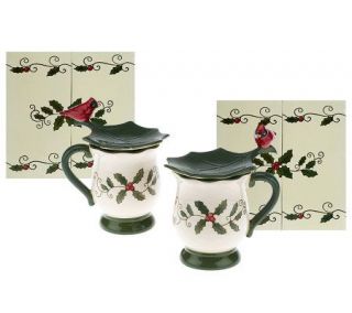 Temp tations FiguralCardinal Ceramic Covered Mug w/Gift Box —