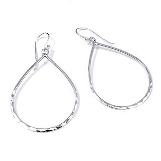 Hammered Teardrop Sterling Silver Dangle Earrings (Thailand) Earrings