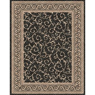 Woven Indoor/ Outdoor Meadow Black/ Beige Patio Rug (5'3 x 7'6) 5x8   6x9 Rugs