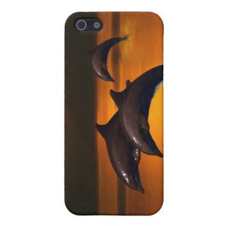 Three dolphins at sunset iPhone 5 case