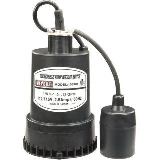 Wel-Bilt Submersible Pump with Float Switch — 1in. Port, 1268 GPH, 1/8 HP