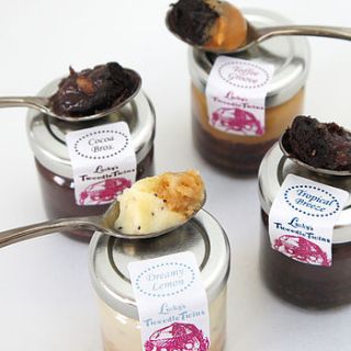 set of six mini cakes in jars by fairy tale gourmet