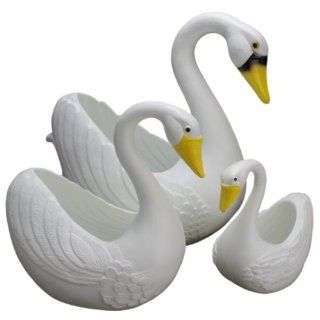 White Swan Planter 3 piece Set Classic Union Products Yard Decorations   Made in the USA  Patio, Lawn & Garden