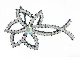 Rose Bow Crystal Jeweled Hair Pin Clothing