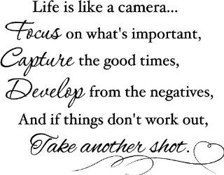 Life is like a camera Focus on what's important, capture the good times, Develop from the negatives, and if things don't work out, take another shot wall quotes sayings vinyl decal art   Wall Banners