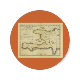 1814 Haiti Map by Mathew Carey Round Stickers