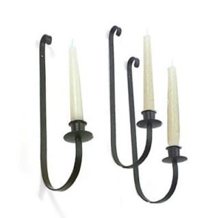 Set of 3 Wrought Iron Wall Sconces w/Candles —