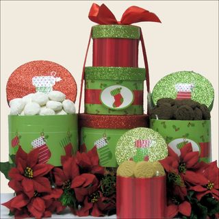 Christmas Stocking Holiday Christmas Gift Tower Gourmet Food Baskets