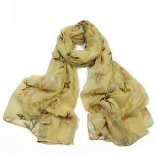 soft touch vintage bird print scarf by molly & pearl