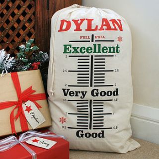 personalised measurement christmas sack by a type of design