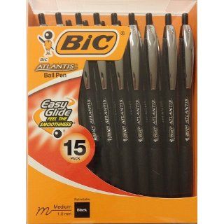 BIC Atlantis Retractable Ball Pen   15 ct Black  Ballpoint Stick Pens 