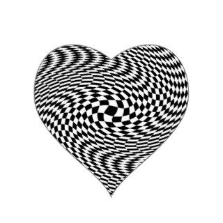 Optical Illusion Black and White Heart Stickers