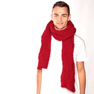 chunky knit red scarf by urbanknit