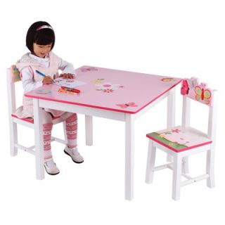 Guidecraft Butterfly Buddies Kids 3 Piece Table and Chairs Set